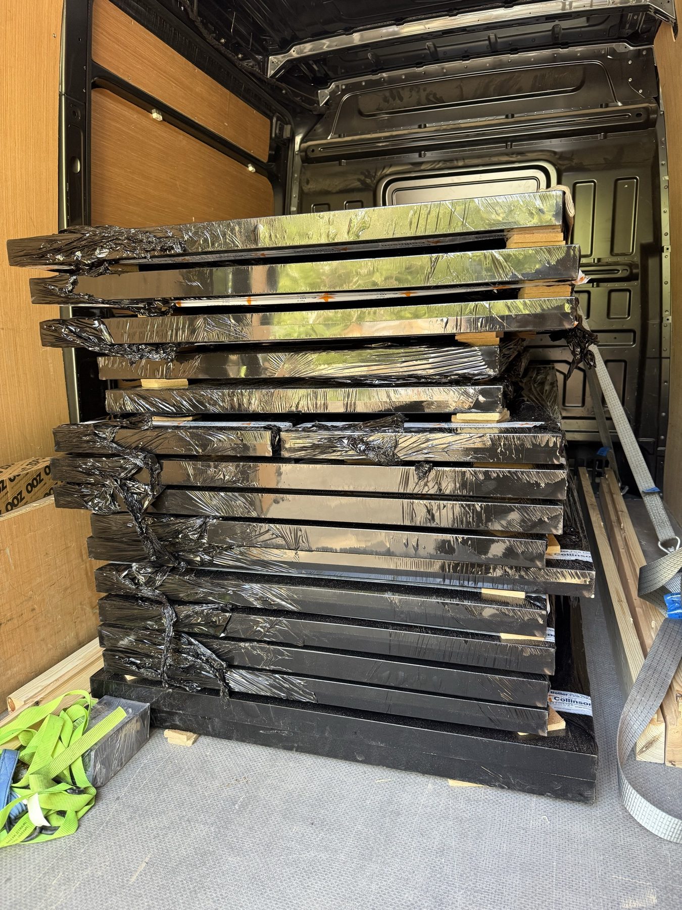 Wrapped door components in a delivery vehicle